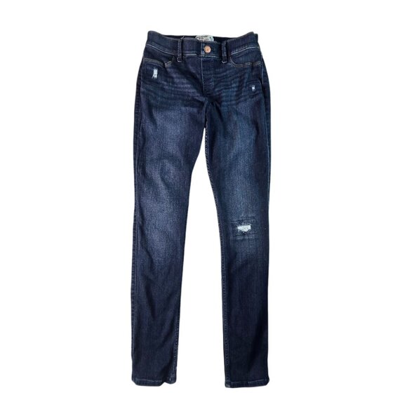 Abercrombie Kids Girls Pull On Jean Legging 15/16 Dark Wash Factory‎ Distressed - Picture 1 of 15